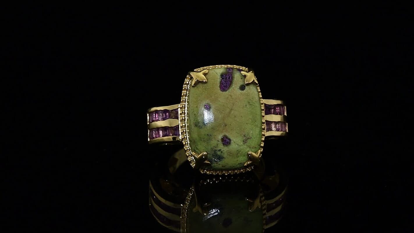 EverTrue Tasmanian Stichtite, African Amethyst Ring in 18K YG Plated (Size 10.0) 14.40 ctw