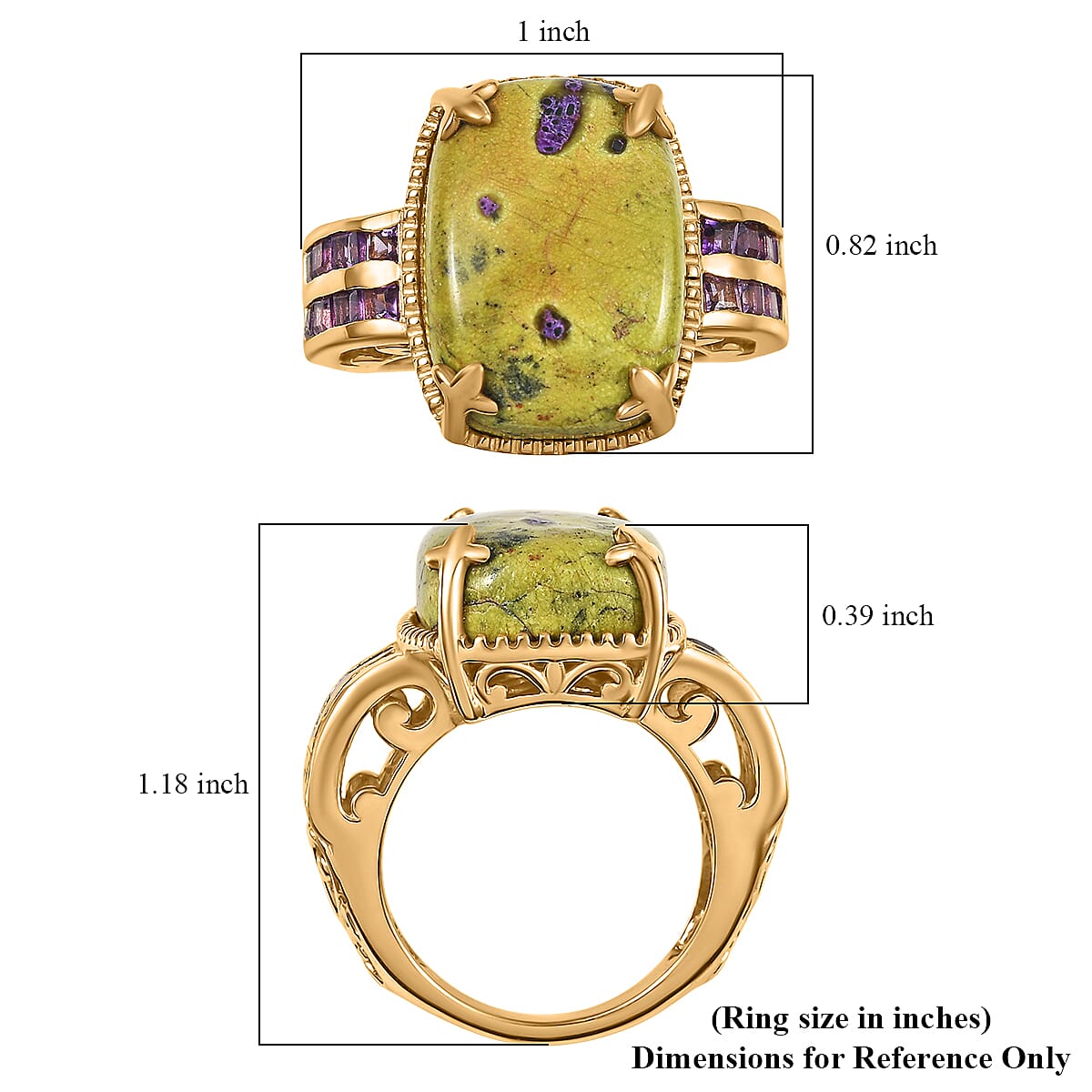 EverTrue Tasmanian Stichtite and African Amethyst 14.40 ctw Ring in 18K YG Plated (Size 10.0) image number 5