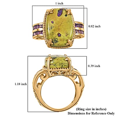 EverTrue Tasmanian Stichtite and African Amethyst 14.40 ctw Earthborn Royal Majesty Ring in 18K YG Plated (Size 11.0)