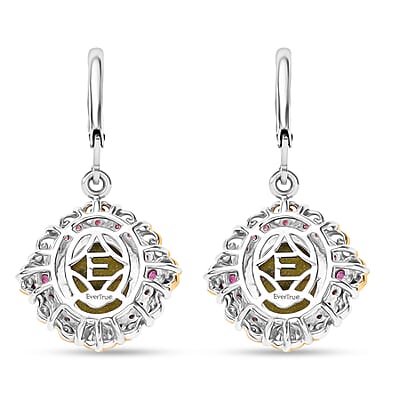 EverTrue Tasmanian Stichtite and Orissa Rhodolite Garnet 6.80 ctw Earthborn Crown Earrings in 18K YG Plated and Platinum Bond