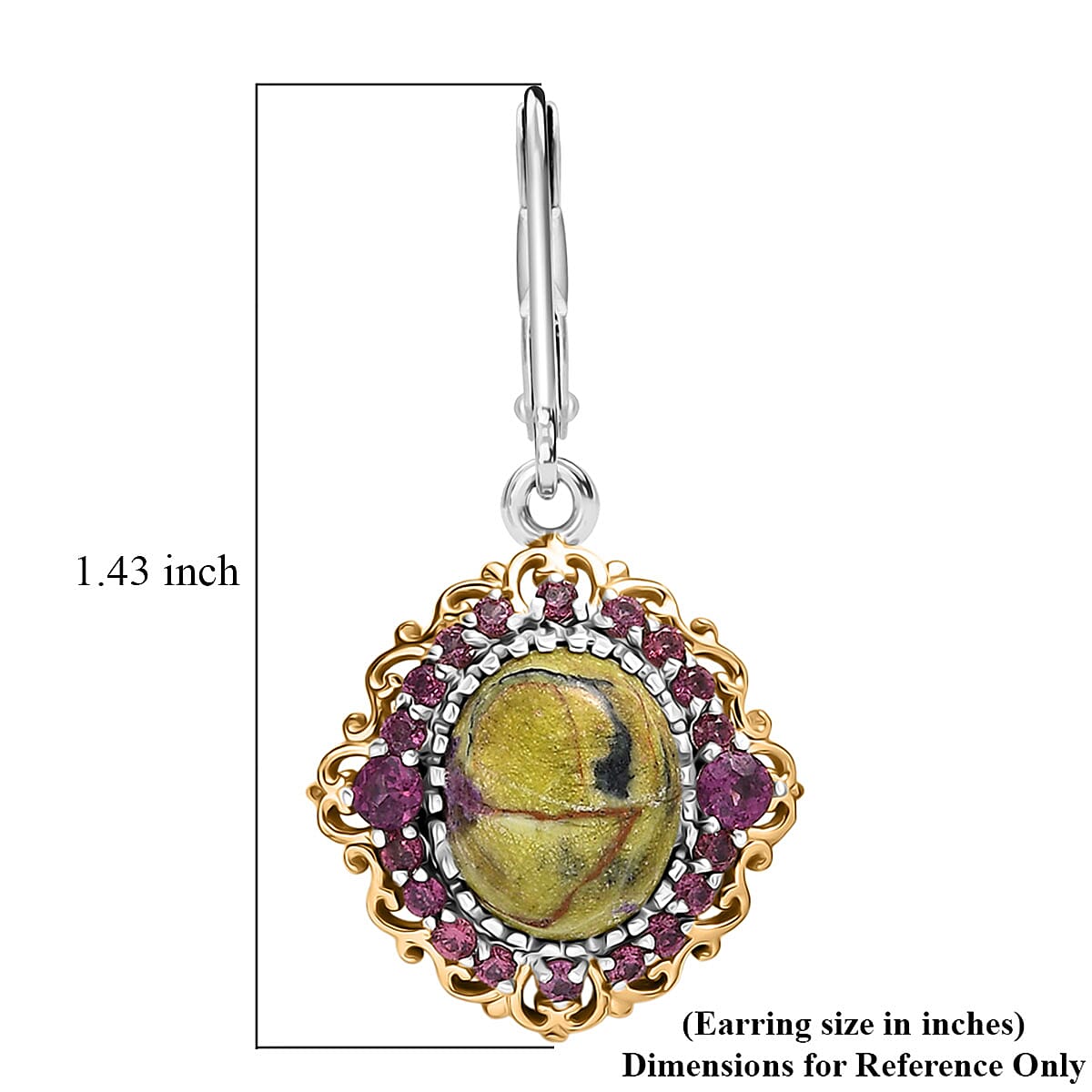 EverTrue Tasmanian Stichtite and Orissa Rhodolite Garnet 6.80 ctw Earthborn Crown Earrings in 18K YG Plated and Platinum Bond