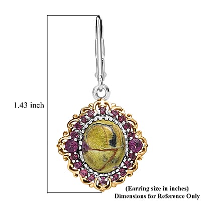 EverTrue Tasmanian Stichtite and Orissa Rhodolite Garnet 6.80 ctw Earthborn Crown Earrings in 18K YG Plated and Platinum Bond