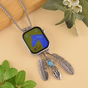 S9 Smart Multi-functional Silver Smart Watch with White Silicone Strap and Robot Pendant Necklace (36 Inches) in Silvertone