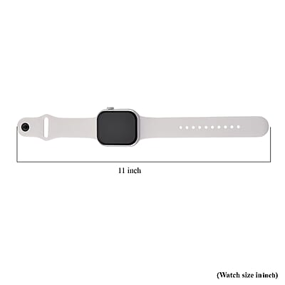 S9 Smart Multi-functional Silver Smart Watch with White Silicone Strap and Feather Pendant Necklace (36 Inches) in Silvertone
