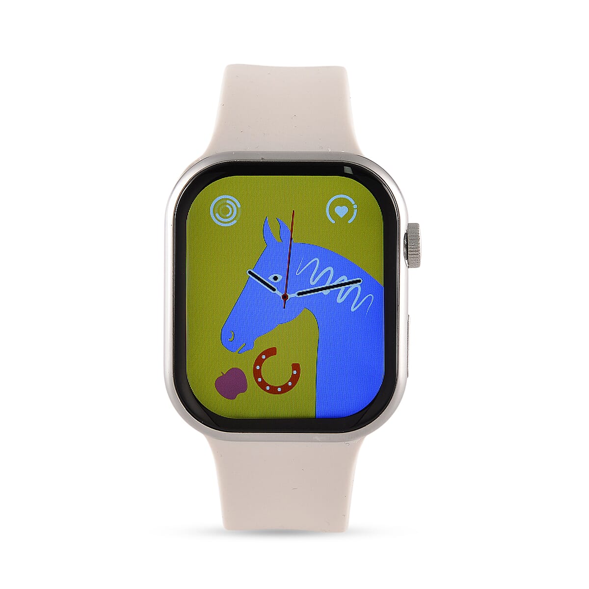 S9 Smart Multi-functional Silver Smart Watch with White Silicone Strap and Robot Pendant Necklace (36 Inches) in Silvertone image number 9