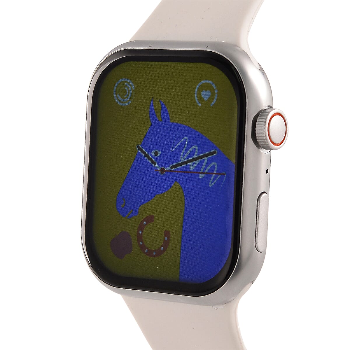 S9 Smart Multi-functional Silver Smart Watch with White Silicone Strap and Robot Pendant Necklace (36 Inches) in Silvertone image number 10