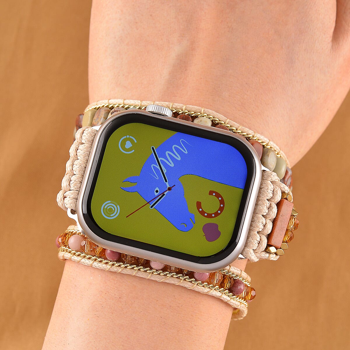 S9 Multi Functional Smart Watch with White Silicone and 3-Row Jasper Strap image number 1