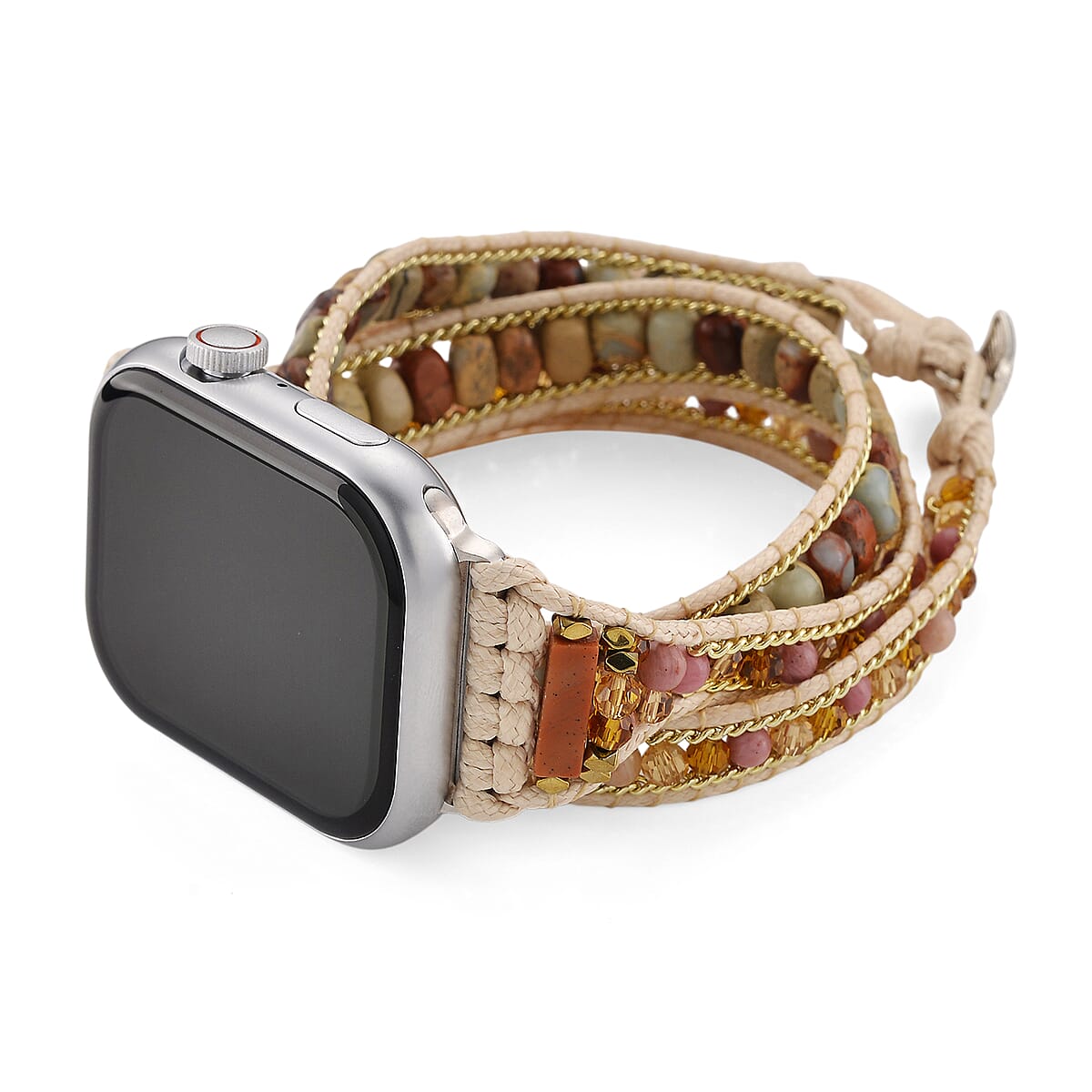 S9 Multi Functional Smart Watch with White Silicone and 3-Row Jasper Strap image number 3