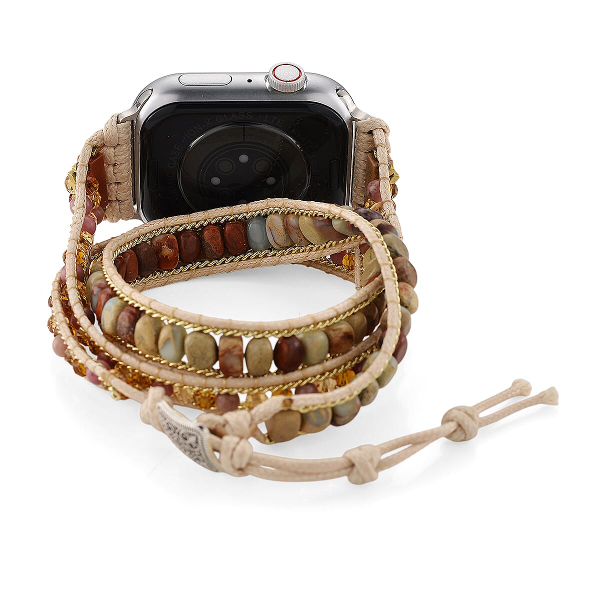 S9 Multi Functional Smart Watch with White Silicone and 3-Row Jasper Strap image number 4