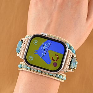 S9 Multi Functional Smart Watch with White Silicone and 3-Row Blue Howlite Strap