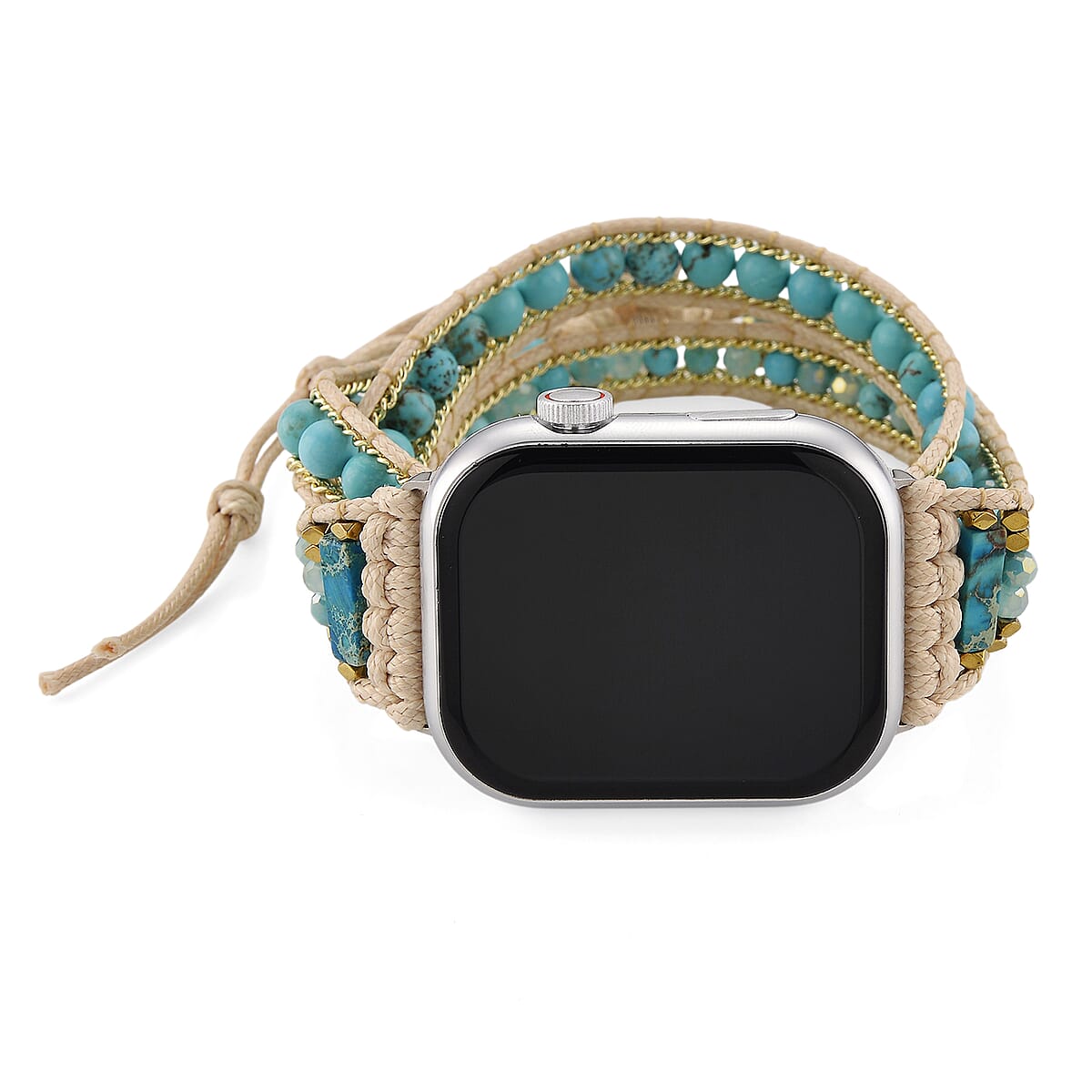 S9 Multi Functional Smart Watch with White Silicone and 3-Row Blue Howlite Strap image number 2