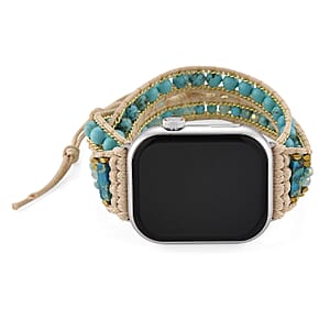 S9 Multi Functional Smart Watch with White Silicone and 3-Row Blue Howlite Strap