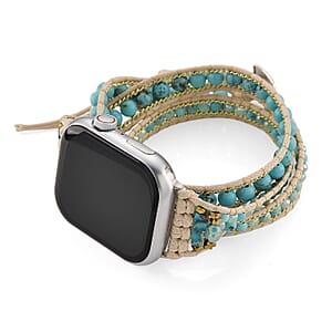 S9 Multi Functional Smart Watch with White Silicone and 3-Row Blue Howlite Strap