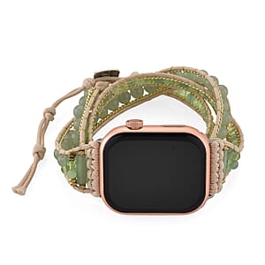 S9 Multi Functional Smart Watch with Pink Silicone and 3-Row Green Aventurine Strap