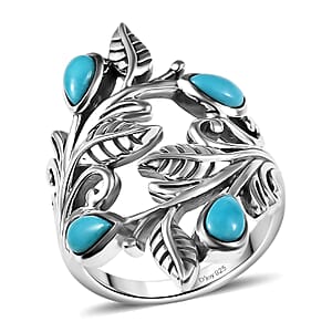 D'Joy Passport to Israel Artisan Crafted Turquoise 0.85 ctw Ring in Sterling Silver (Size 10.0)