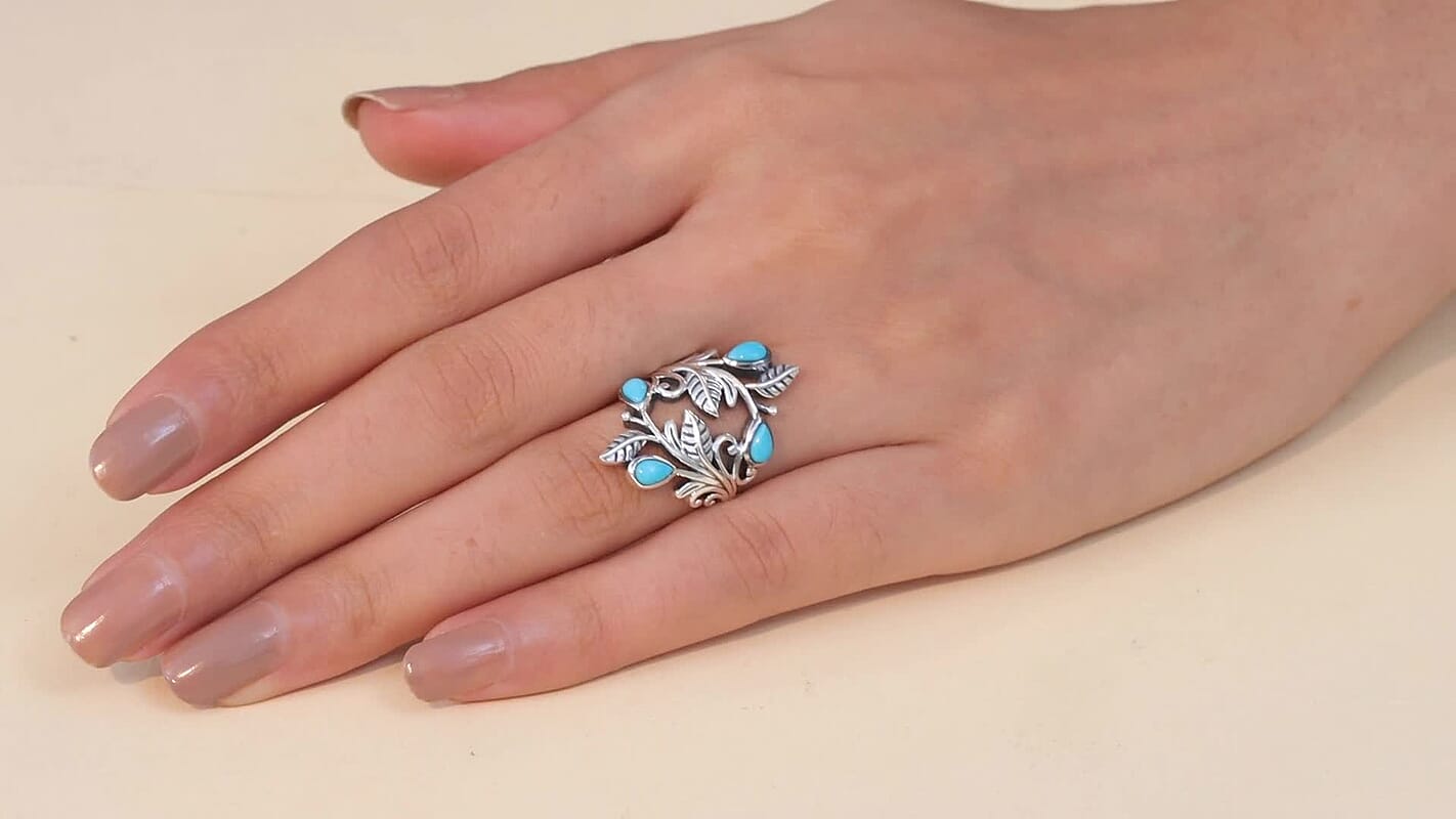 D'Joy Passport to Israel Artisan Crafted Turquoise Ring in Sterling Silver (Size 10.0) 0.85 ctw