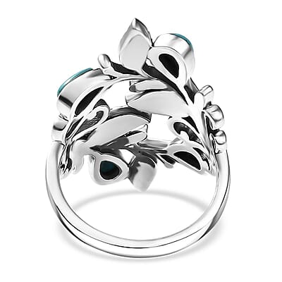 D'Joy Passport to Israel Artisan Crafted Turquoise 0.85 ctw Ring in Sterling Silver (Size 10.0)