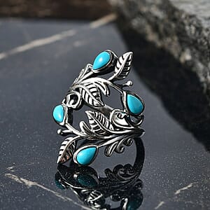 D'Joy Passport to Israel Artisan Crafted Turquoise 0.85 ctw Ring in Sterling Silver (Size 5.0)