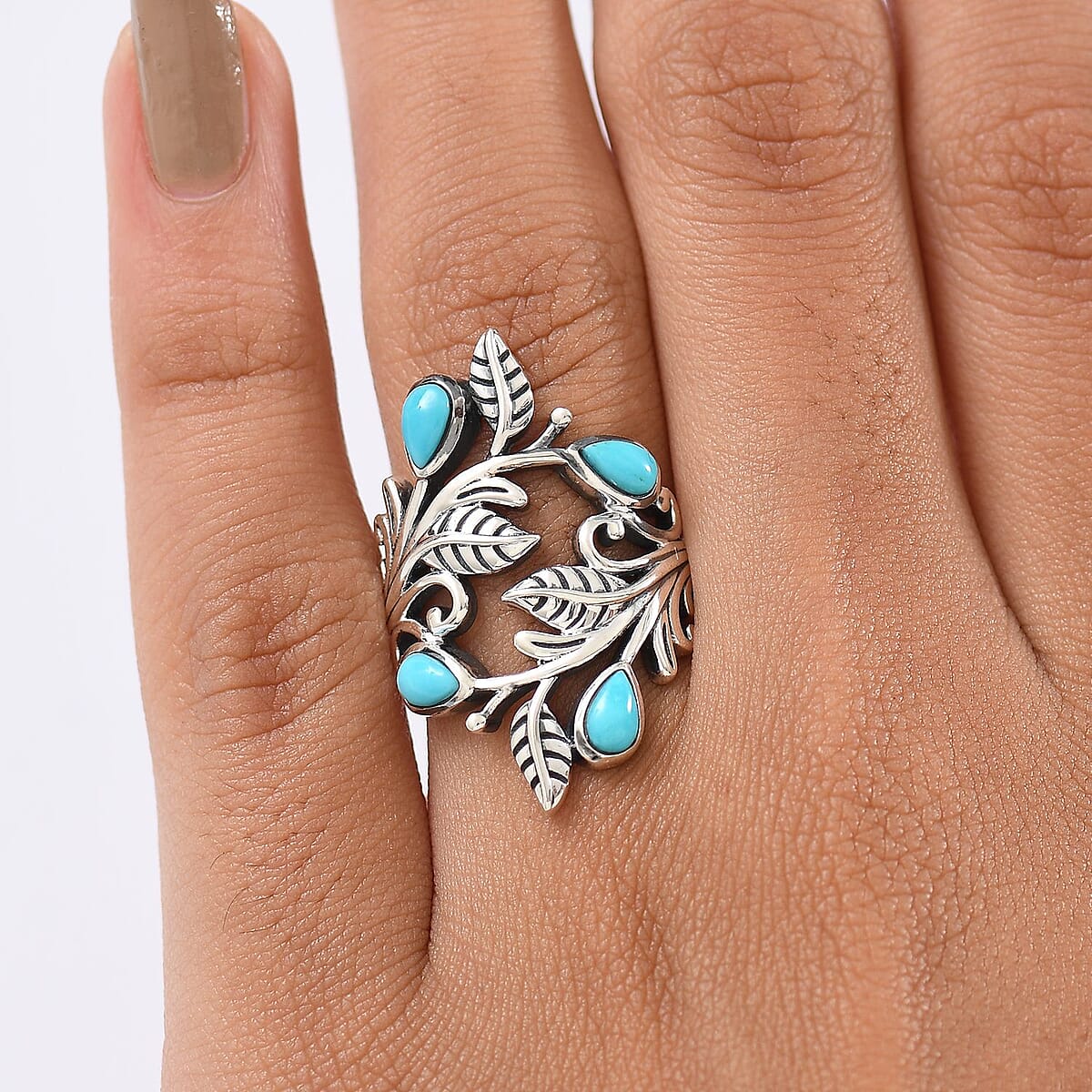 D'Joy Passport to Israel Artisan Crafted Turquoise 0.85 ctw Ring in Sterling Silver (Size 5.0) image number 2