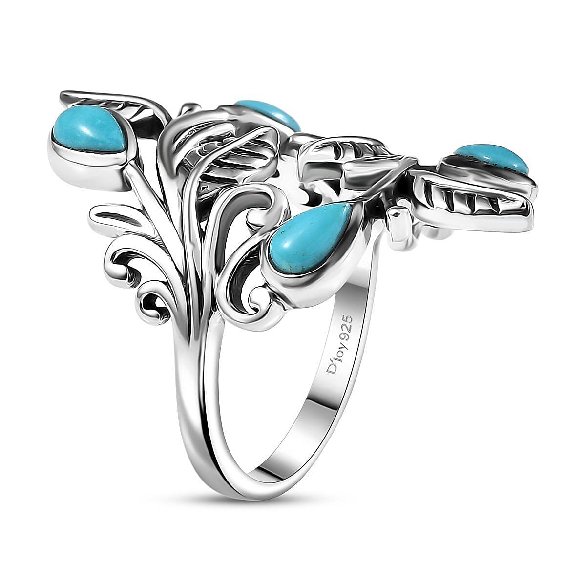 D'Joy Passport to Israel Artisan Crafted Turquoise 0.85 ctw Ring in Sterling Silver (Size 5.0) image number 3