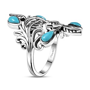 D'Joy Passport to Israel Artisan Crafted Turquoise 0.85 ctw Ring in Sterling Silver (Size 5.0)