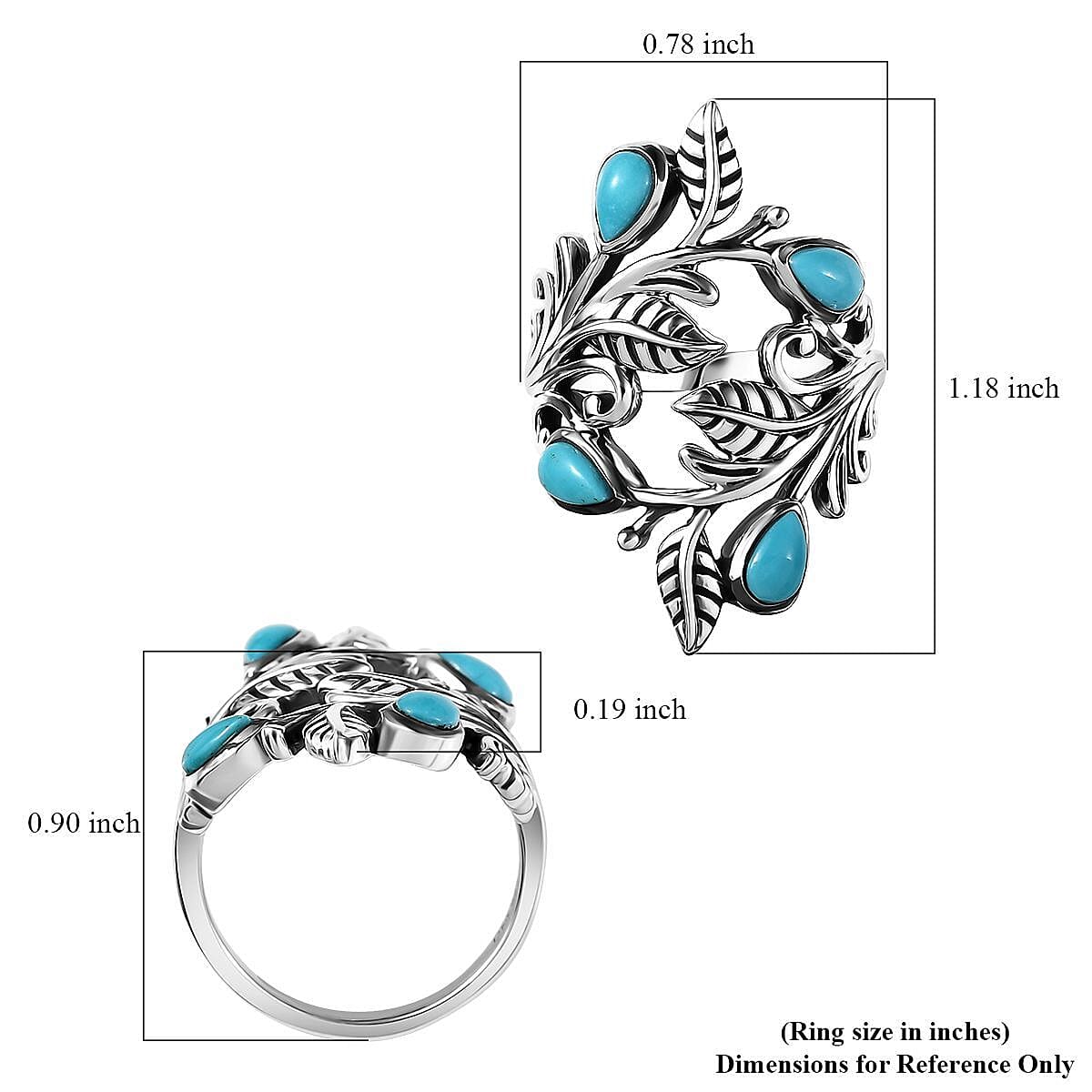 D'Joy Passport to Israel Artisan Crafted Turquoise 0.85 ctw Ring in Sterling Silver (Size 5.0) image number 5