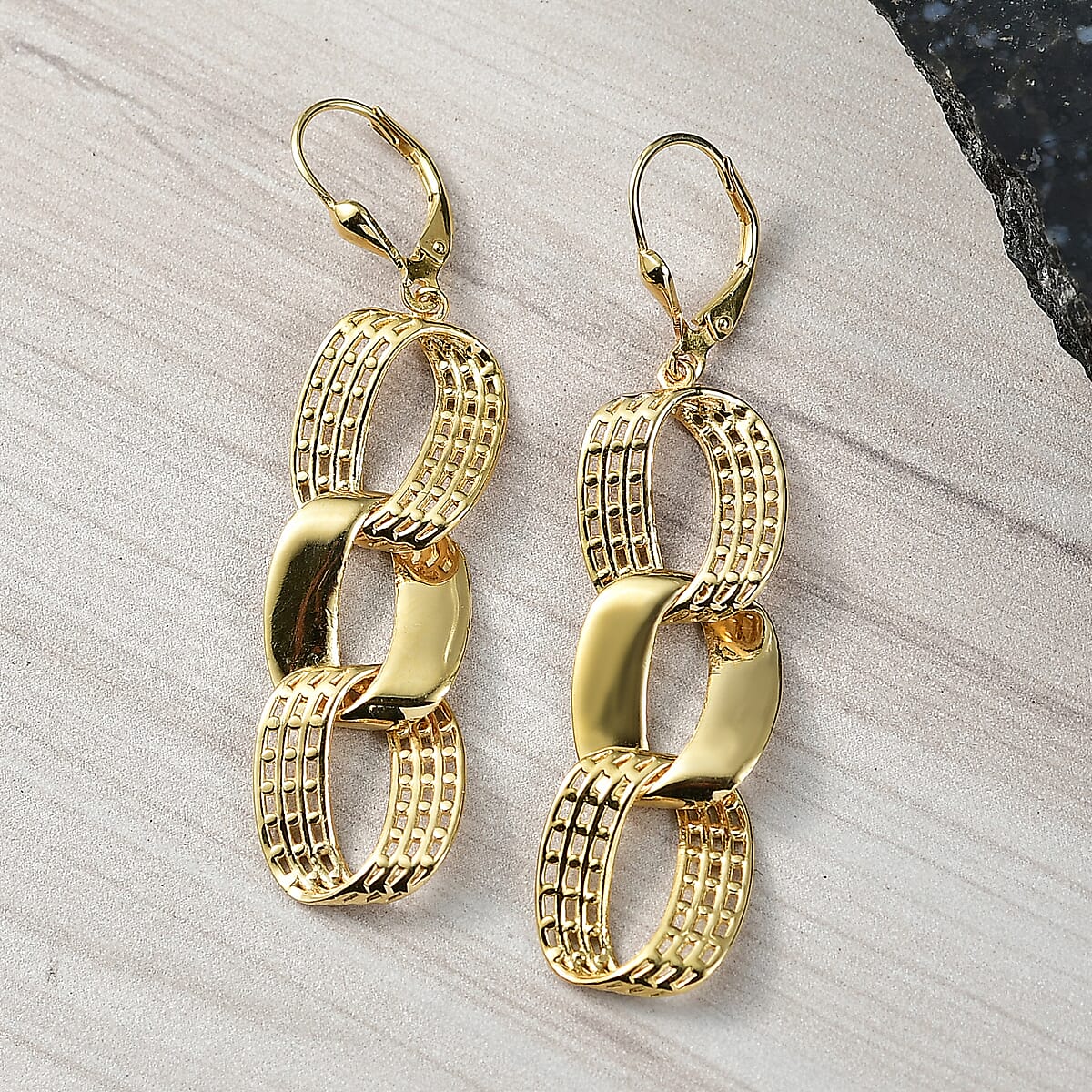 D'Joy Passport to Turkey Dangle Earrings in 18K Vermeil Yellow Gold Over Sterling Silver 7.60 Grams image number 1