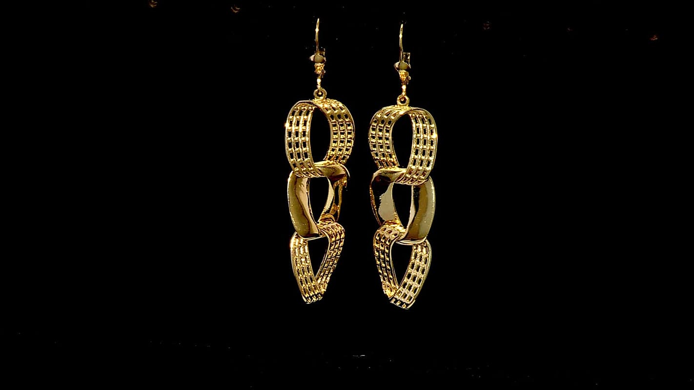 D'Joy Passport to Turkey Dangle Earrings in 18K Vermeil Yellow Gold Over Sterling Silver 7.60 Grams