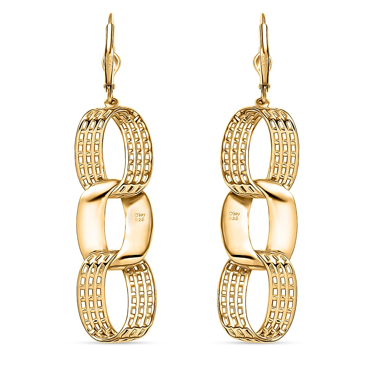 D'Joy Passport to Turkey Dangle Earrings in 18K Vermeil Yellow Gold Over Sterling Silver 7.60 Grams