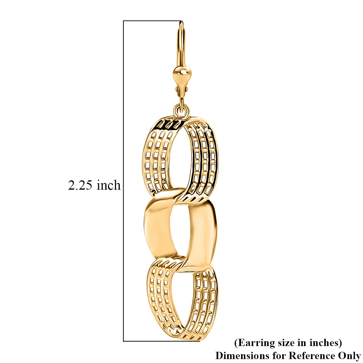 D'Joy Passport to Turkey Dangle Earrings in 18K Vermeil Yellow Gold Over Sterling Silver 7.60 Grams