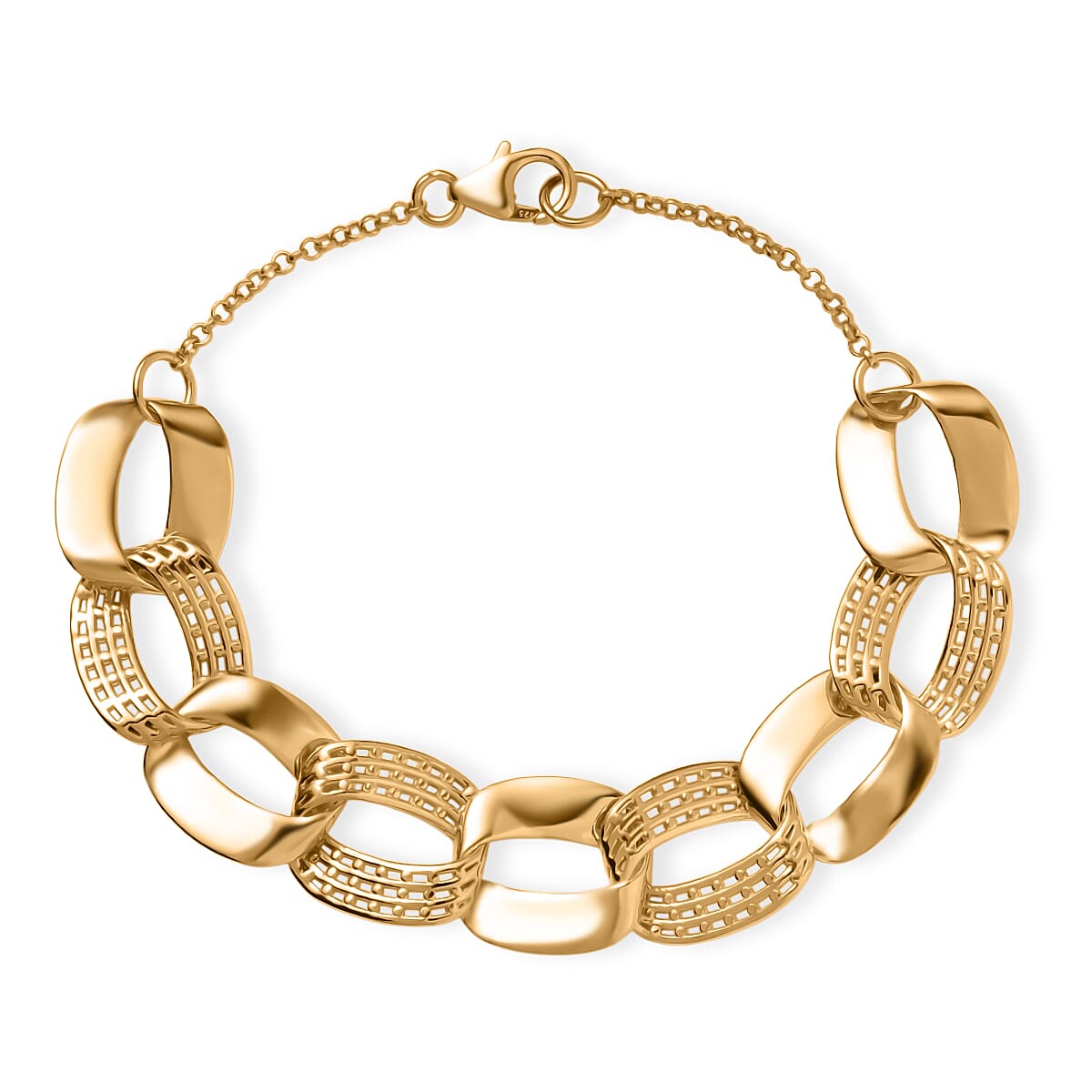 D'Joy Passport to Turkey Interlocking Bracelet in 18K Vermeil Yellow Gold Over Sterling Silver (7.25 In) 11.10 Grams image number 0