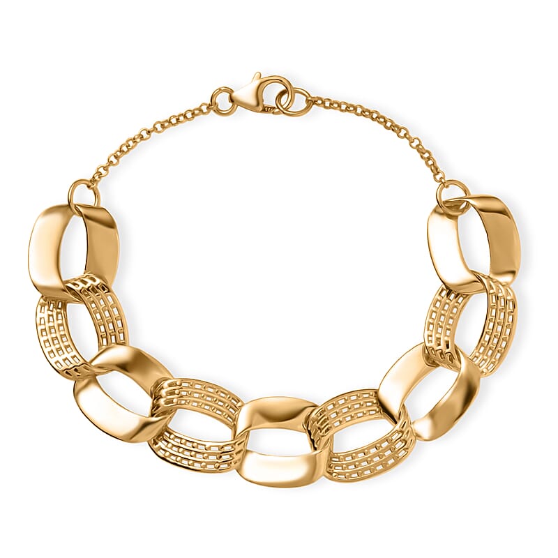 D'Joy Passport to Turkey Interlocking Bracelet in 18K Vermeil Yellow Gold Over Sterling Silver (7.25 In) 11.10 Grams