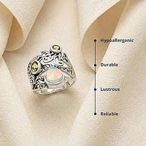 D'Joy Premium Artisan Crafted Ethiopian Welo Opal and Peridot 1.75 ctw Ring in Sterling Silver (Size 8.0)