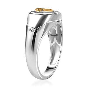D'Joy Cross Mens Ring in 18K Vermeil YG and Rhodium Over Sterling Silver (Size 10.0) 6.55 Grams