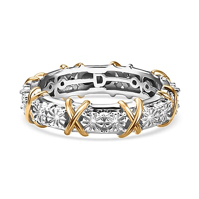 D'Joy XOXO Ring in 18K Vermeil YG and Rhodium Over Sterling Silver (Size 10.0) (3.97 Grams)