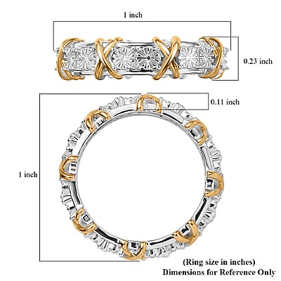 D'Joy XOXO Ring in 18K Vermeil YG and Rhodium Over Sterling Silver (Size 10.0) (3.97 Grams)