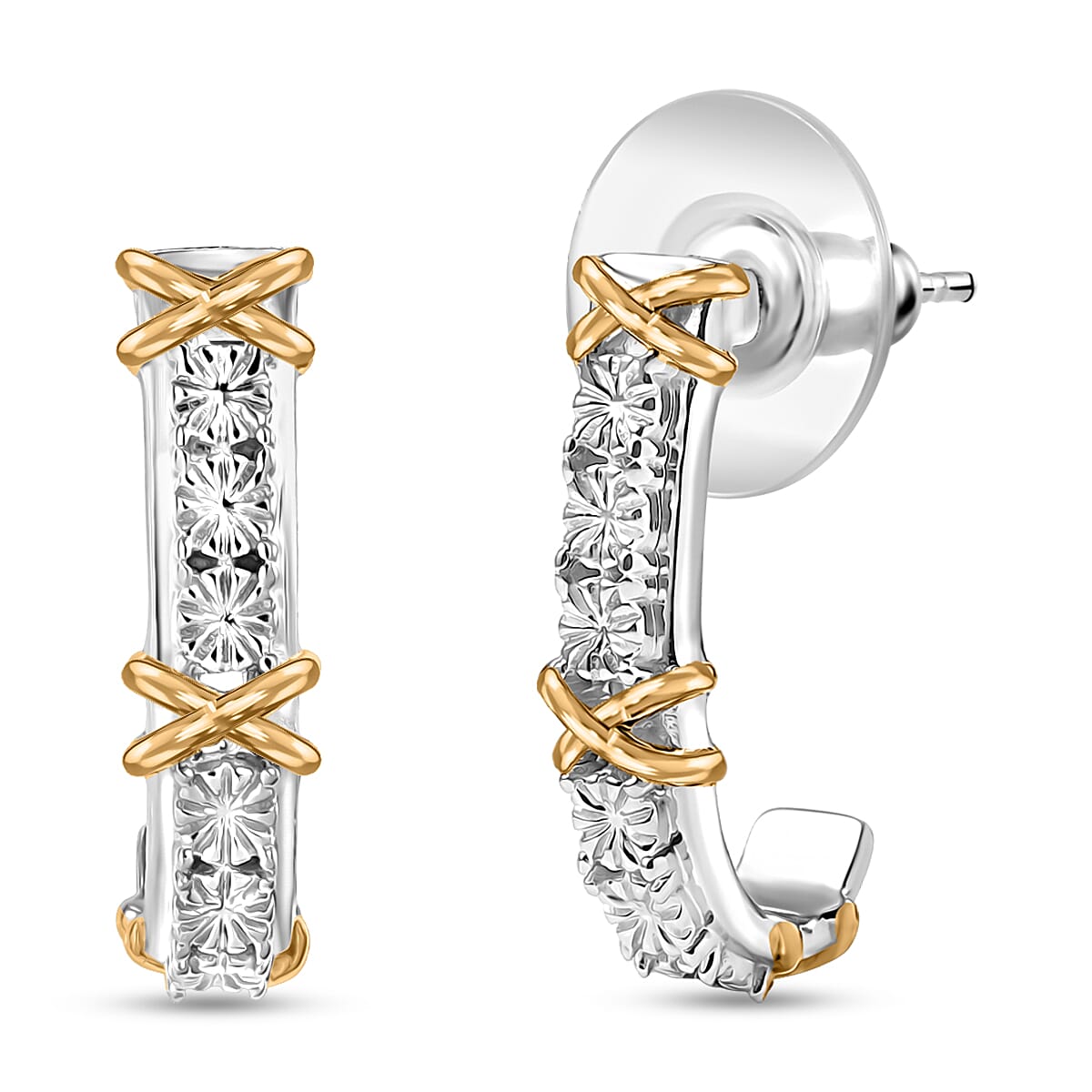 D'Joy XOXO Earrings in 18K Vermeil YG and Rhodium Over Sterling Silver 4.81 Grams image number 0