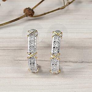 D'Joy XOXO Earrings in 18K Vermeil YG and Rhodium Over Sterling Silver 4.81 Grams