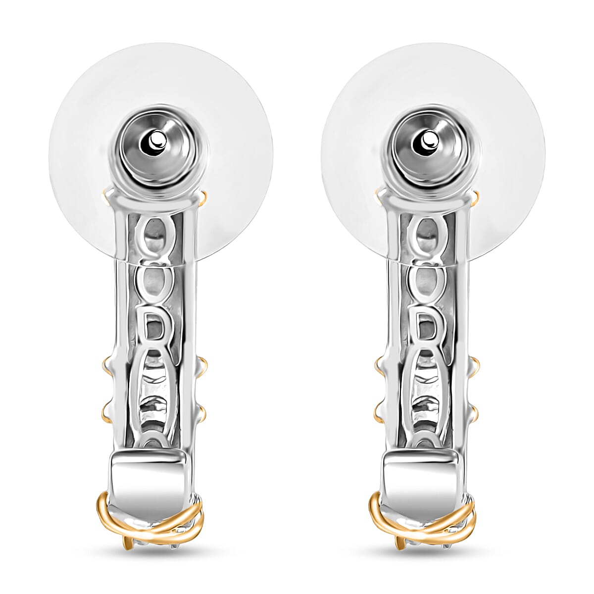 D'Joy XOXO Earrings in 18K Vermeil YG and Rhodium Over Sterling Silver 4.81 Grams image number 4