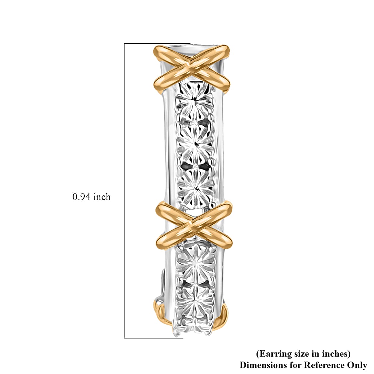 D'Joy XOXO Earrings in 18K Vermeil YG and Rhodium Over Sterling Silver 4.81 Grams image number 5
