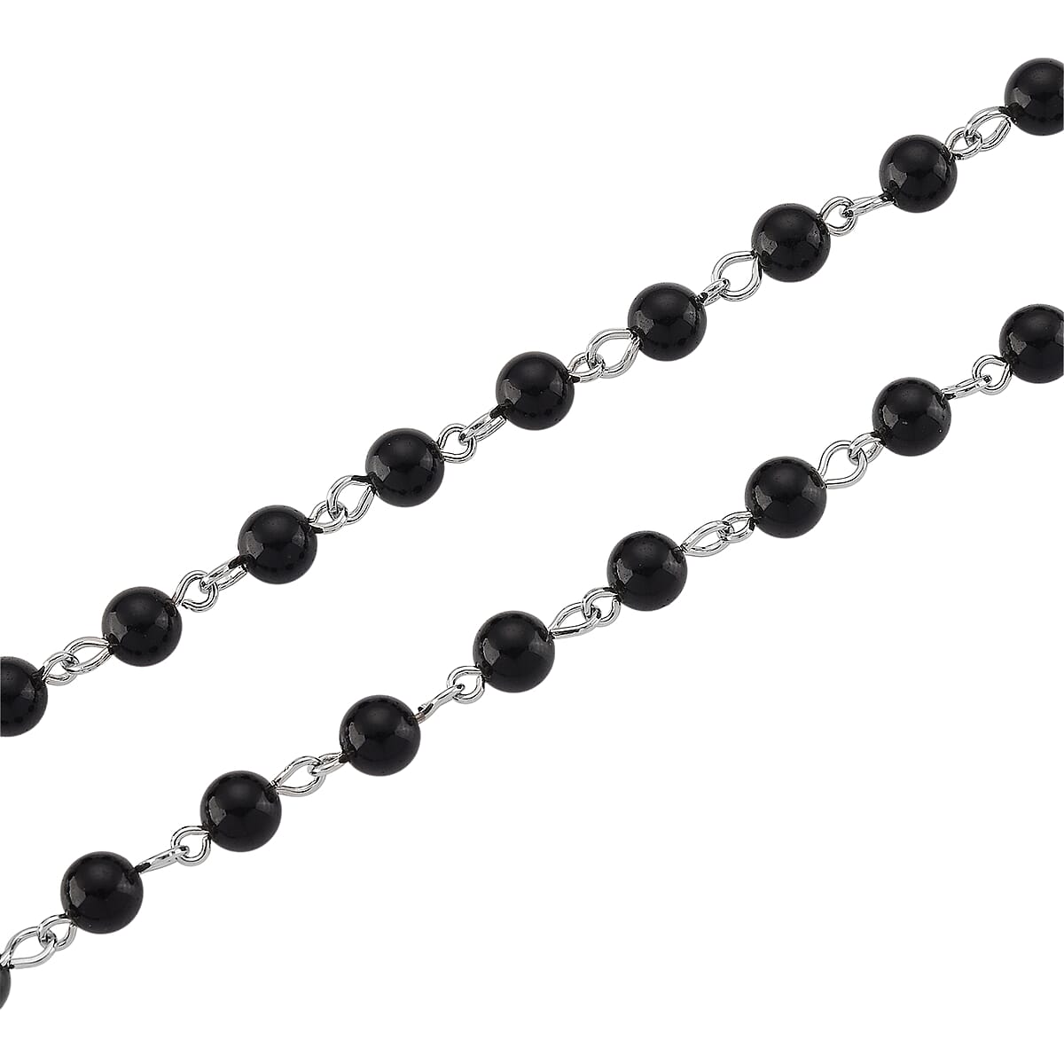 Genoa Black Obsidian 145.00 ctw Japanese Movement Bible Pocket Watch with Chain 36 Inches in Silvertone image number 6