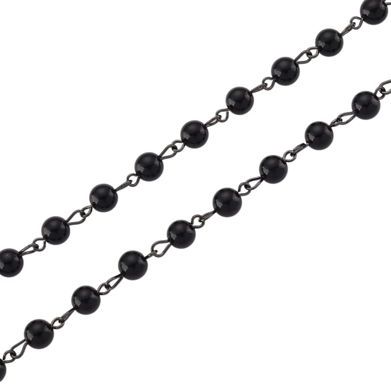 Genoa Black Obsidian 145.00 ctw Japanese Movement Bible Pocket Watch with Chain 36 Inches in Black Silvertone