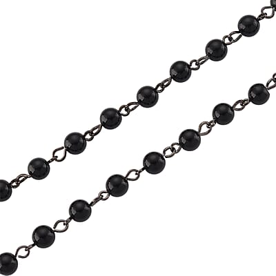 Genoa Black Obsidian 145.00 ctw Japanese Movement Bible Pocket Watch with Chain 36 Inches in Aged Black Silvertone