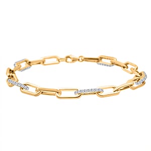 Luxuriant Lab Grown Diamond G-H SI 1.00 ctw Paper Clip Chain Bracelet in 18K Vermeil Yellow Gold Over Sterling Silver (6.50 In)