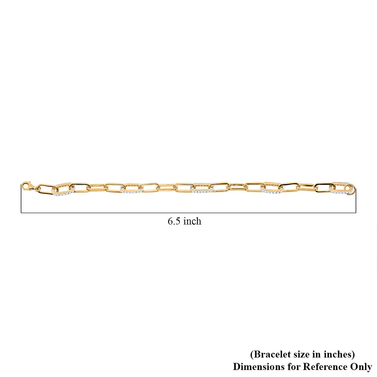 Luxuriant Lab Grown Diamond G-H SI 1.00 ctw Paper Clip Chain Bracelet in 18K Vermeil Yellow Gold Over Sterling Silver (6.50 In) image number 4