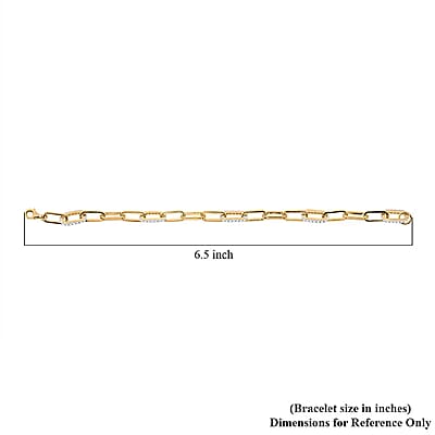 Luxuriant Lab Grown Diamond G-H SI 1.00 ctw Paper Clip Chain Bracelet in 18K Vermeil Yellow Gold Over Sterling Silver (6.50 In)