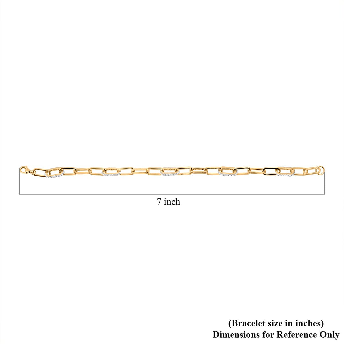 Luxuriant Lab Grown Diamond G-H SI 1.00 ctw Paper Clip Chain Bracelet in 18K Vermeil Yellow Gold Over Sterling Silver (7.25 In) image number 4