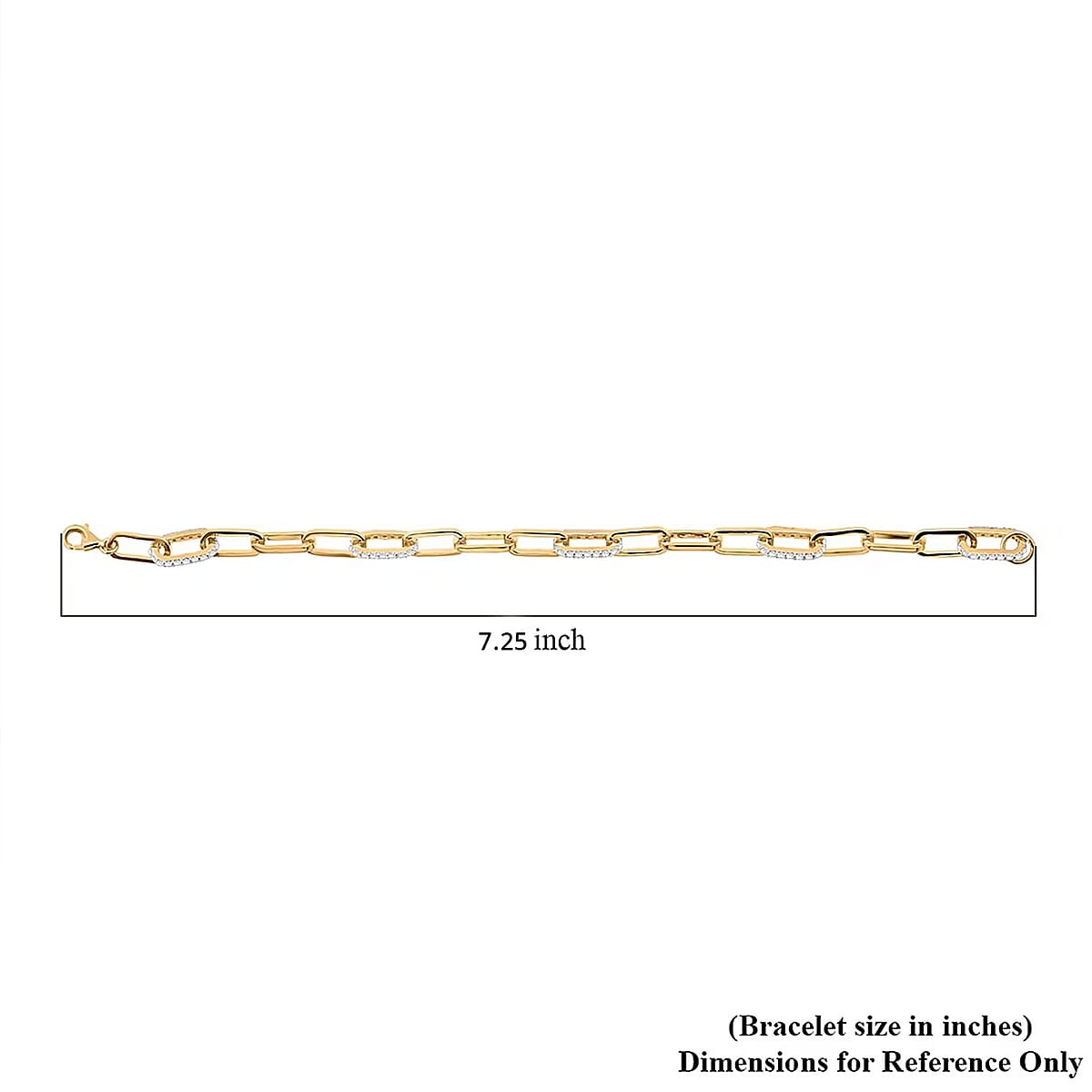 Luxuriant Lab Grown Diamond G-H SI 1.00 ctw Paper Clip Chain Bracelet in 18K Vermeil Yellow Gold Over Sterling Silver (7.25 In) image number 6