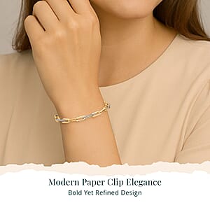 Luxuriant Lab Grown Diamond G-H SI 1.00 ctw Paper Clip Chain Bracelet in 18K Vermeil Yellow Gold Over Sterling Silver (8.00 In)