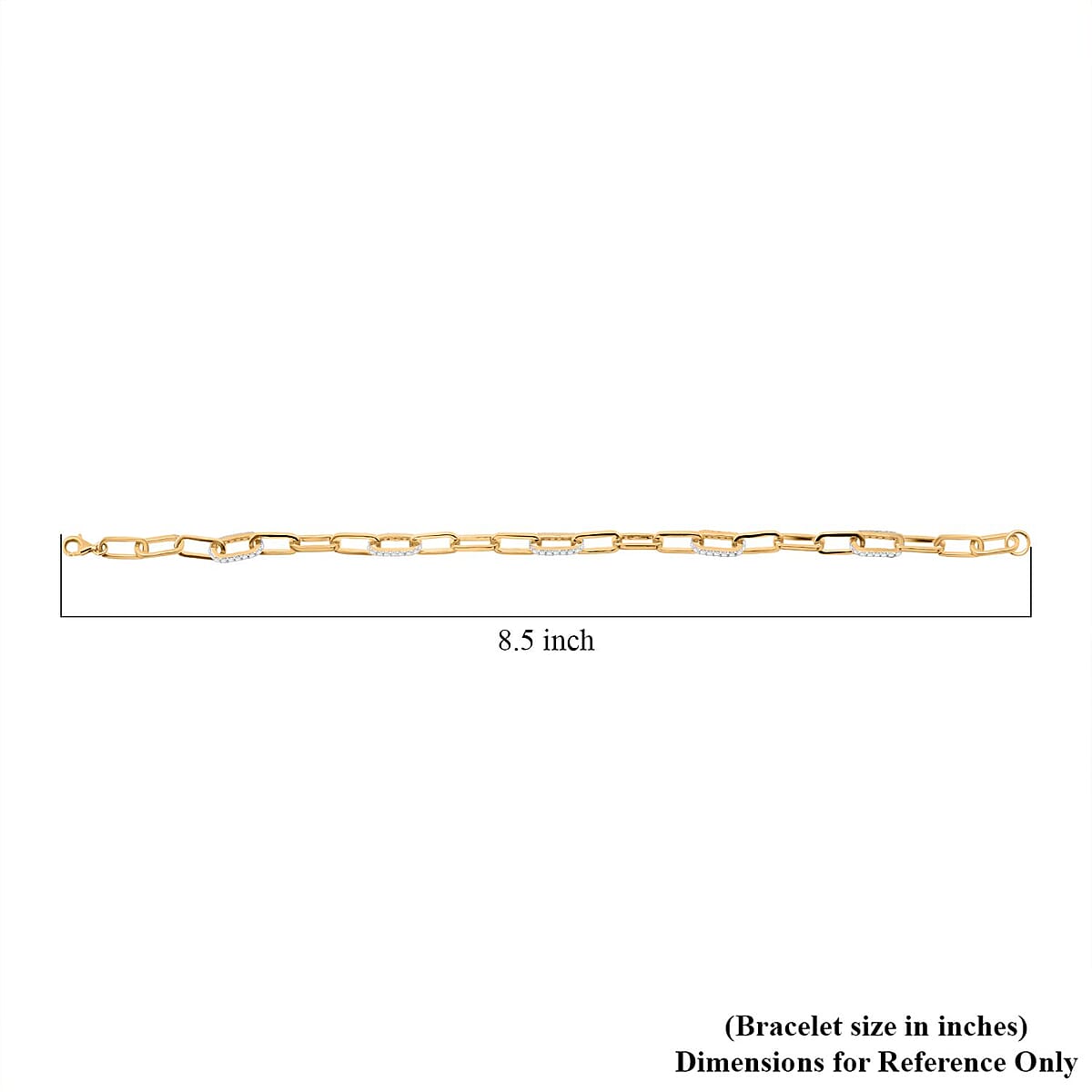 Luxuriant Lab Grown Diamond G-H SI 1.00 ctw Paper Clip Chain Bracelet in 18K Vermeil Yellow Gold Over Sterling Silver (8.00 In) image number 4